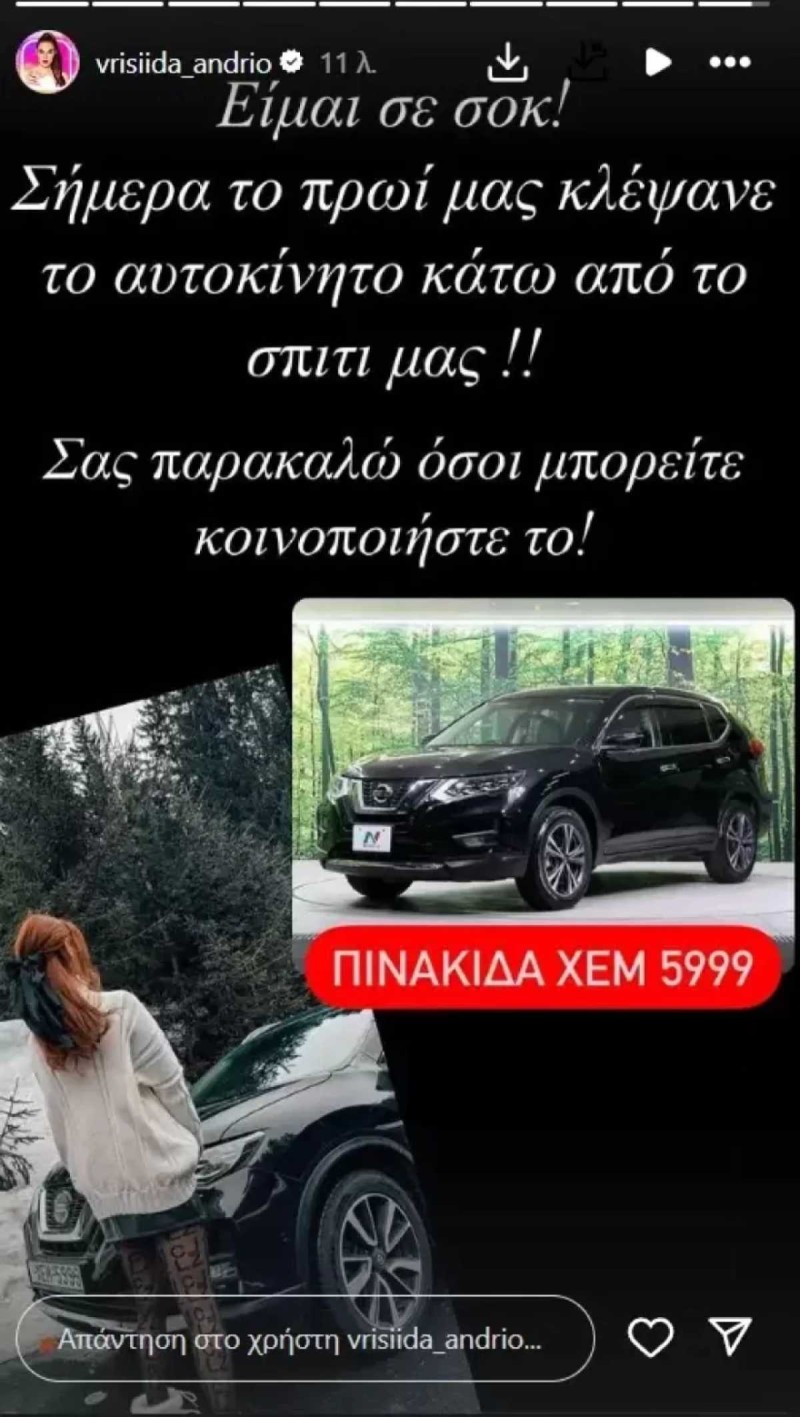 Ανάρτηση για την κλοπή του αμαξιού της Βρισηίδας